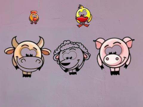 Рисунки иллюстрация на стене Мультяшные животные на ферме. Фото Свободно для коммерческого использования, Атрибуция не требуется. Бесплатное стоковое фото для свободного скачивания