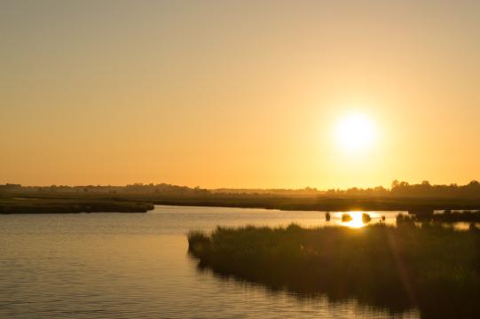 Солнечный закат на озере. Фото Свободно для коммерческого использования, Атрибуция не требуется. Бесплатное стоковое фото для свободного скачивания