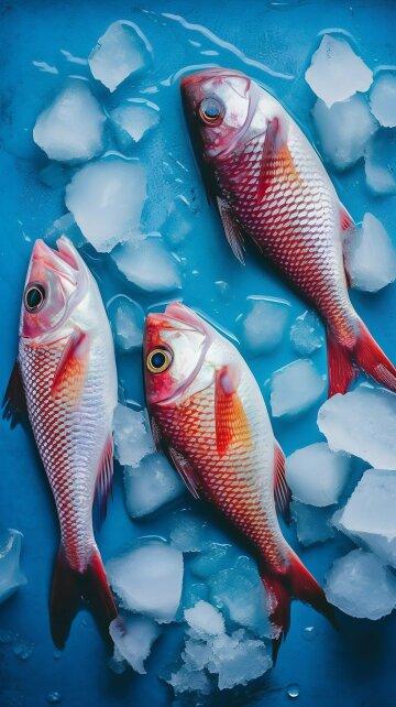 Три свежие рыбки на льду. Фото Свободно для коммерческого использования, Атрибуция не требуется. Бесплатное стоковое фото для свободного скачивания
