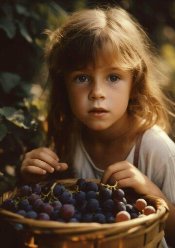 Маленькая девочка собирает виноград. Фото Свободно для коммерческого использования, Атрибуция не требуется. Бесплатное стоковое фото для свободного скачивания