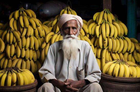 Старый индийский торговец бананами. Фото Свободно для коммерческого использования, Атрибуция не требуется. Бесплатное стоковое фото для свободного скачивания