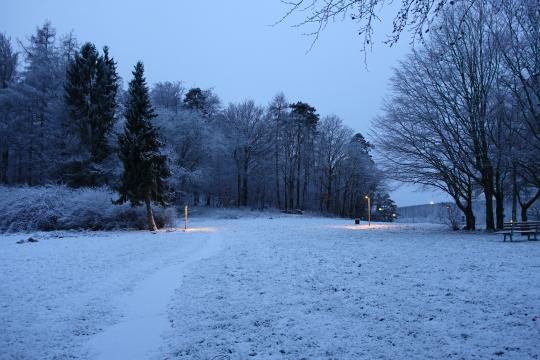 Синий час со снегом. Фото Free for commercial use, No attribution required. Бесплатное стоковое фото для свободного скачивания